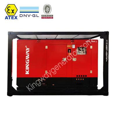 مولد 80KVA للعمل الثقيل ATEX المنطقة 2 في الخارج مثبت في DNV 2.7-1 Skid