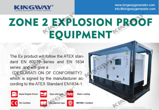 منصة البحرية 25kva 400v 50hz 3 مرحلة 4 سلك مقاومة للانفجار محرك الديزل ATEX معتمد المنطقة 2 مولد البحرية