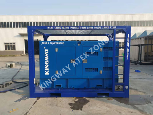 ضاغط هواء ديزل مقاوم للانفجار Sullair 375CFM ATEX Zone 2 بإطار Kingway DNV