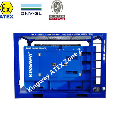ضاغط هواء ديزل مقاوم للانفجار Sullair 375CFM ATEX Zone 2 بإطار Kingway DNV